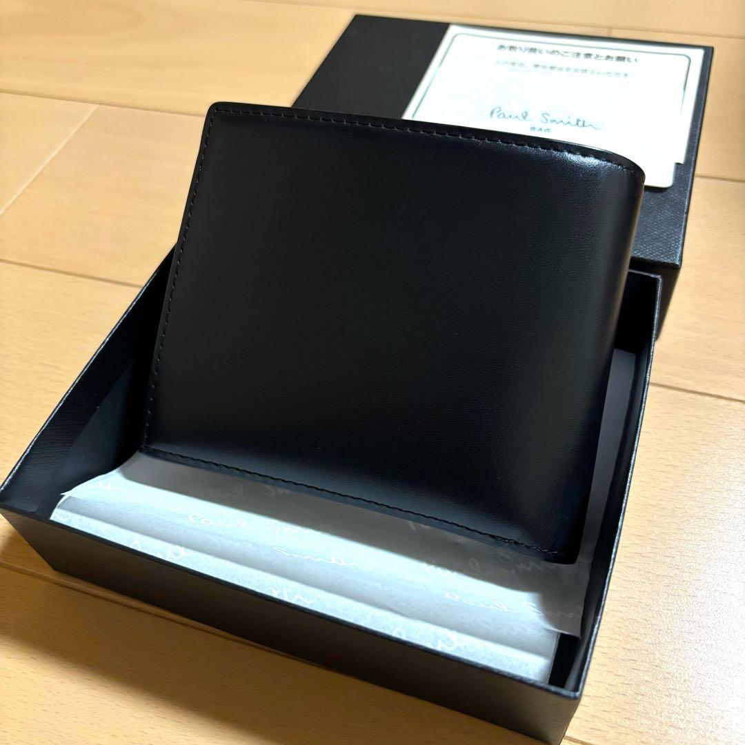 Paul Smith 現行品　ハイライトステッチ　二つ折り財布　極美品　黒