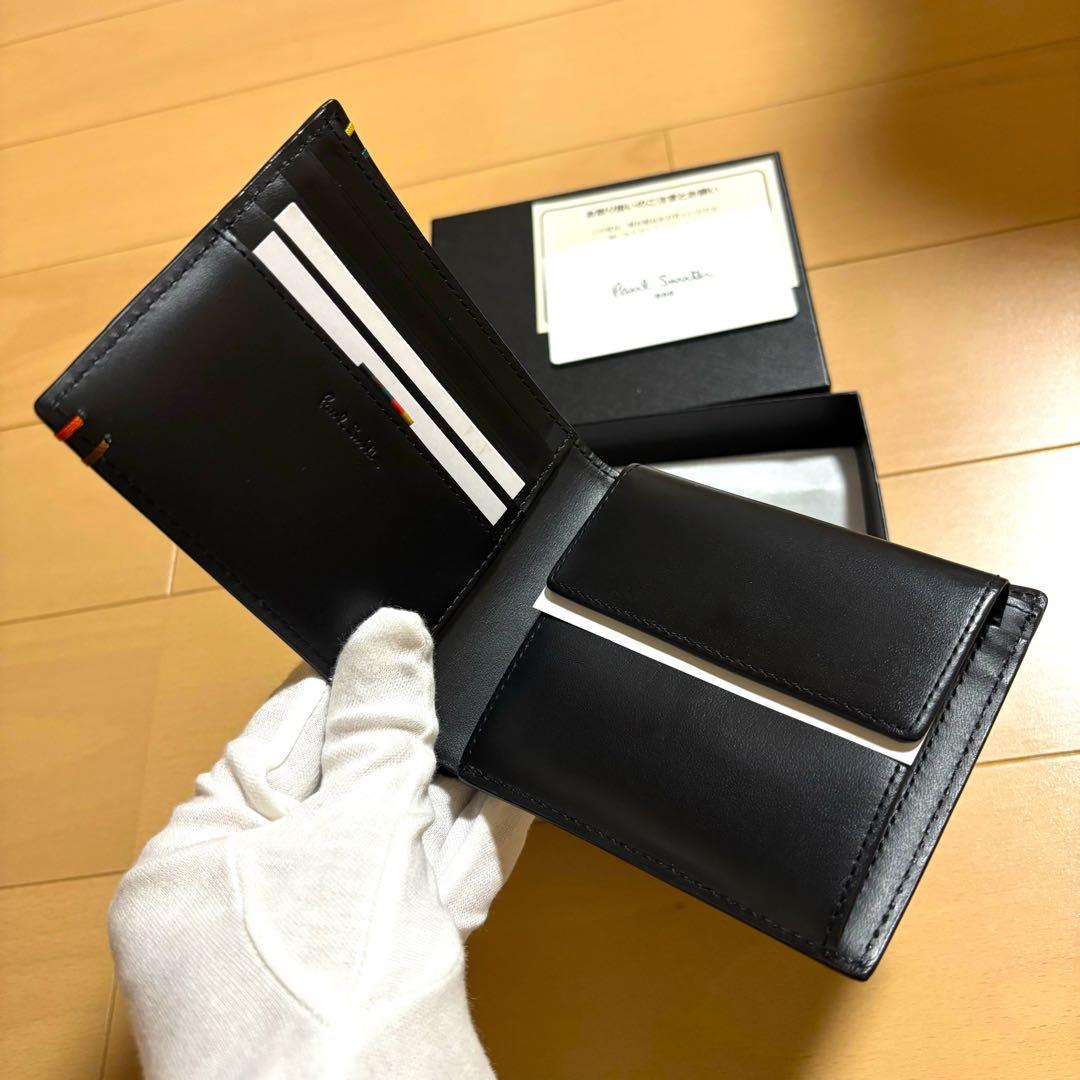 Paul Smith 現行品　ハイライトステッチ　二つ折り財布　極美品　黒