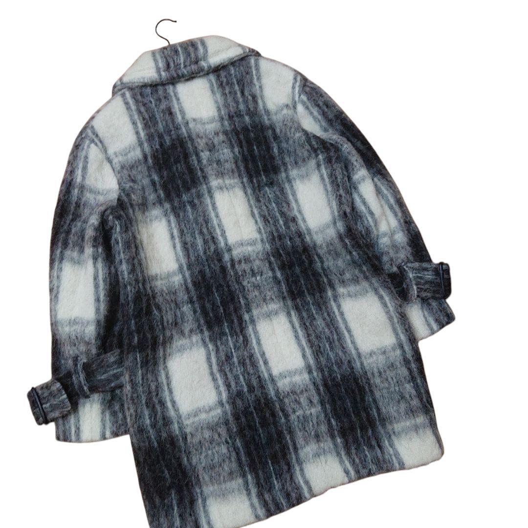 VIVIENNE TAM チェック柄 ロングコートボリューム感 毛足長