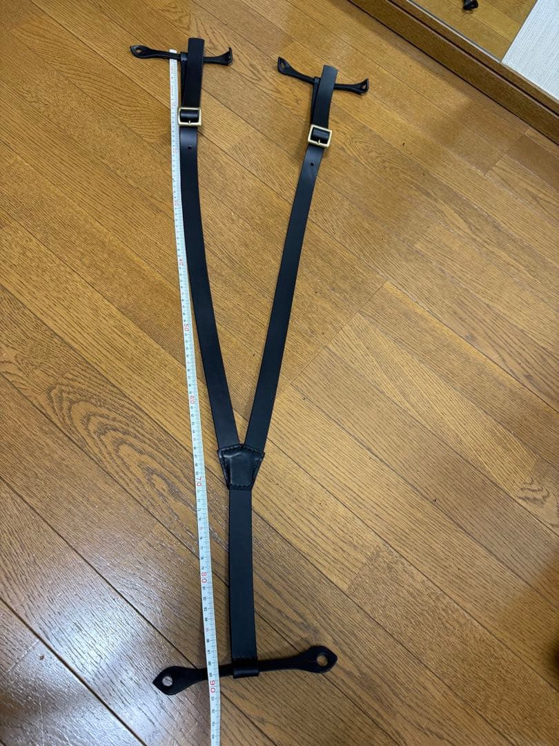 ブラックレザーサスペンダー tcbジーンズ