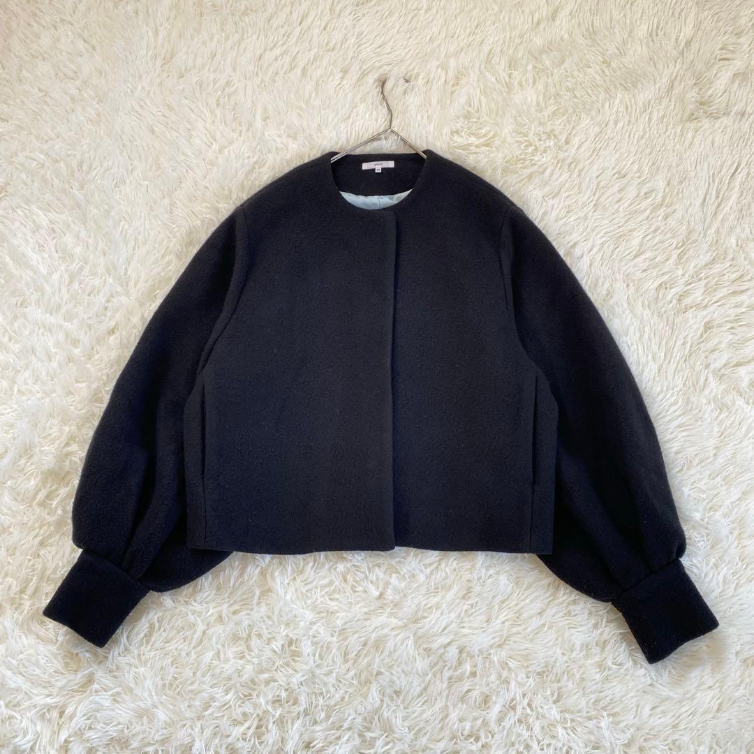 【完売品】yori ヨリ エアリーパフショートコート　ノーカラー　ブラック　38