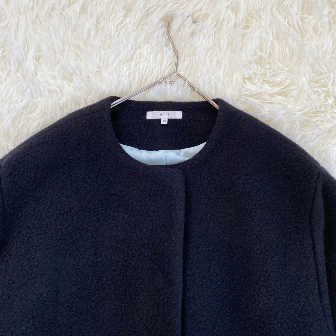 【完売品】yori ヨリ エアリーパフショートコート　ノーカラー　ブラック　38