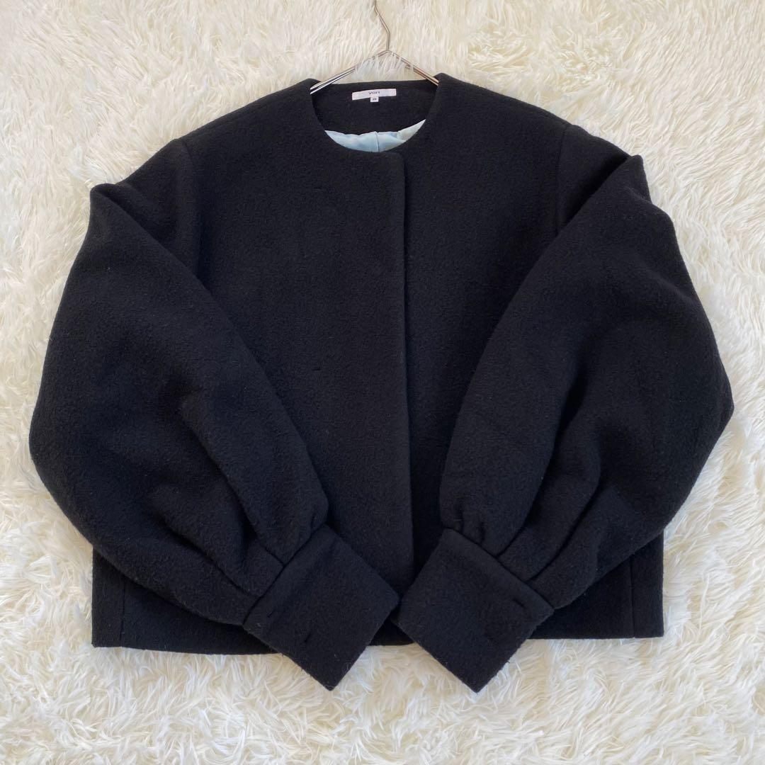 【完売品】yori ヨリ エアリーパフショートコート　ノーカラー　ブラック　38