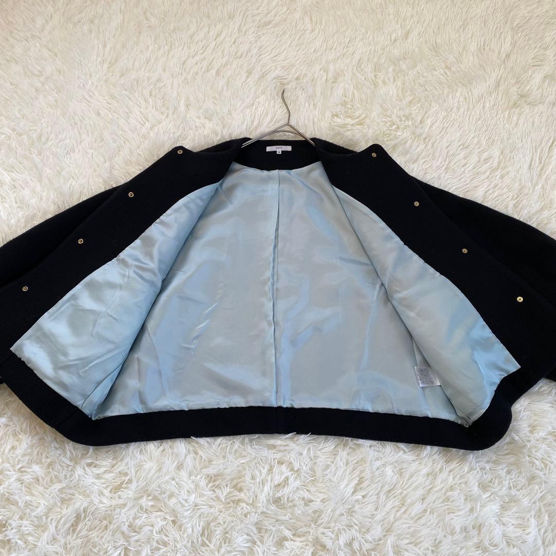 【完売品】yori ヨリ エアリーパフショートコート　ノーカラー　ブラック　38