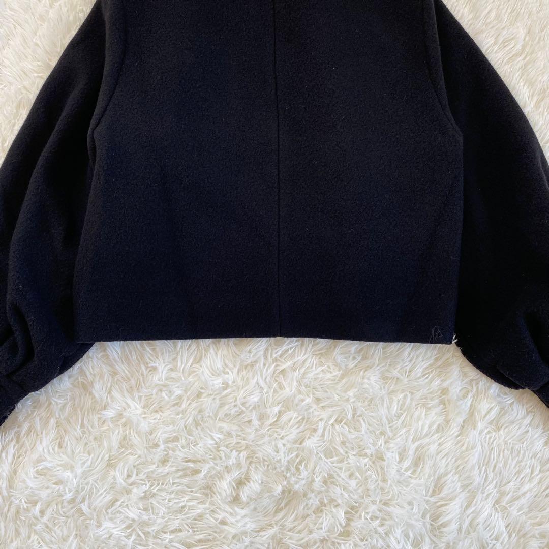 【完売品】yori ヨリ エアリーパフショートコート　ノーカラー　ブラック　38