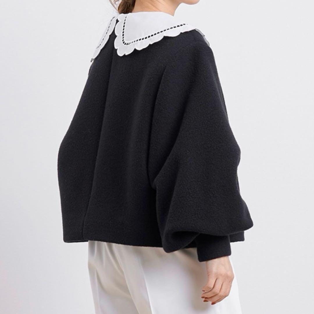 【完売品】yori ヨリ エアリーパフショートコート　ノーカラー　ブラック　38