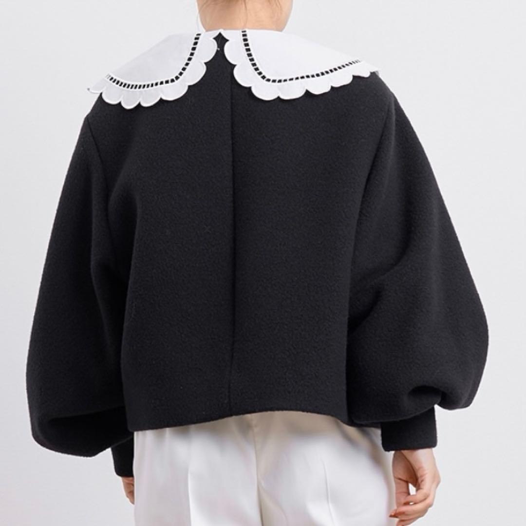 【完売品】yori ヨリ エアリーパフショートコート　ノーカラー　ブラック　38