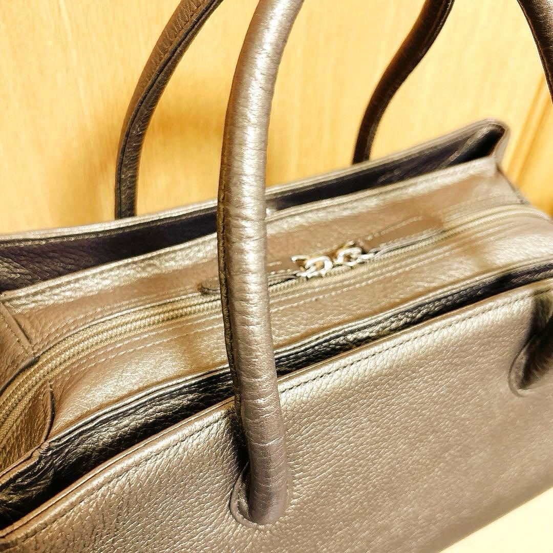 衿秀　利休バッグ　牛革　和装バッグ　レザー　ブラウン系　ブロンズ　和洋兼用