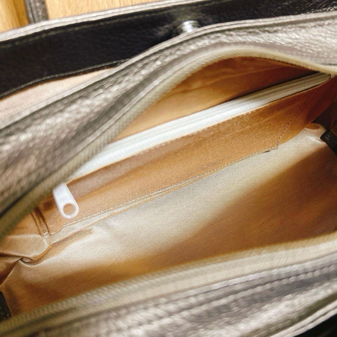 衿秀　利休バッグ　牛革　和装バッグ　レザー　ブラウン系　ブロンズ　和洋兼用