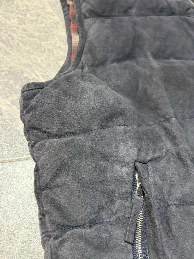 ELEVENTY イレブンティ スエードレザー チェック総柄 ダウンベスト 56