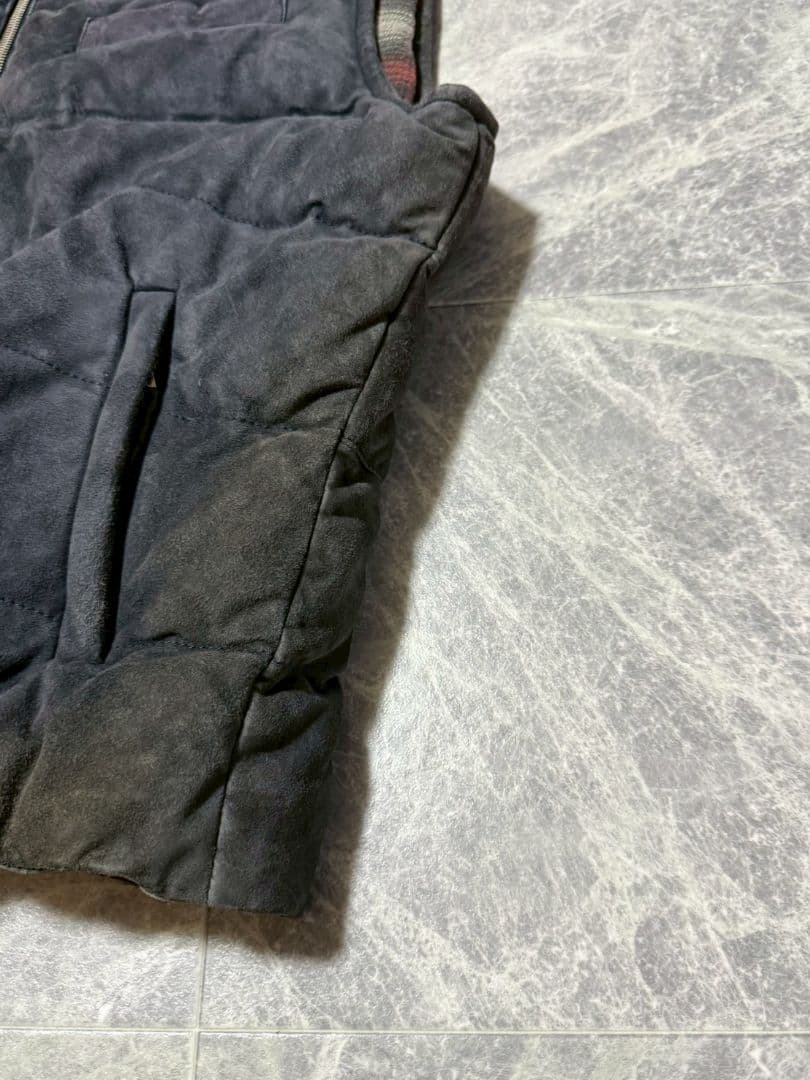 ELEVENTY イレブンティ スエードレザー チェック総柄 ダウンベスト 56