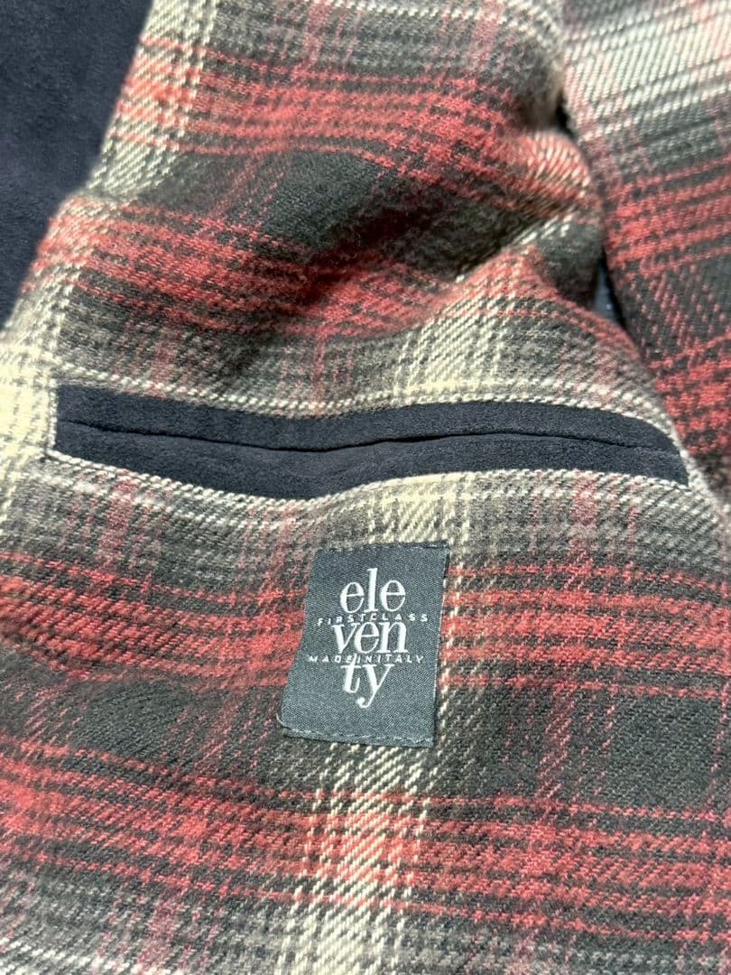 ELEVENTY イレブンティ スエードレザー チェック総柄 ダウンベスト 56