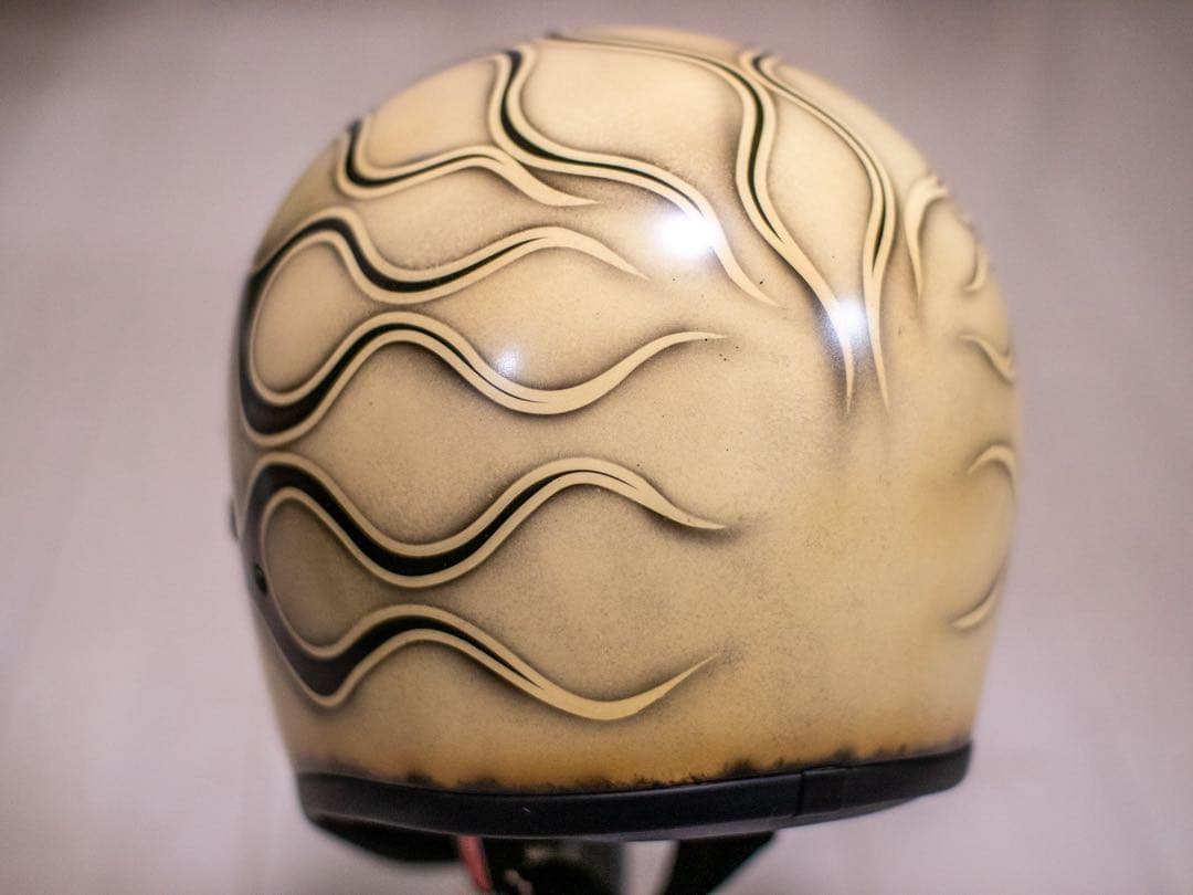 新品未使用　ビンテージ　オフロード　ヘルメット アイボリーエイジング黒フレア