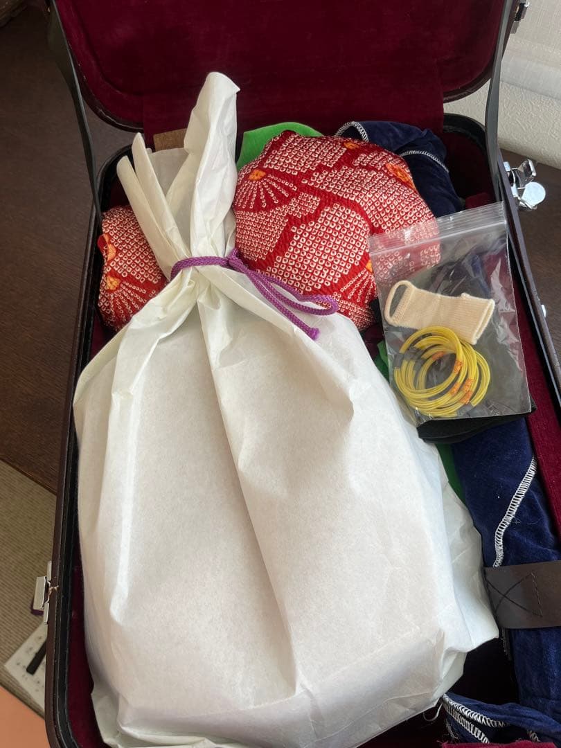 中棹　三味線　紅木　三つ折り　金入　ケース付き