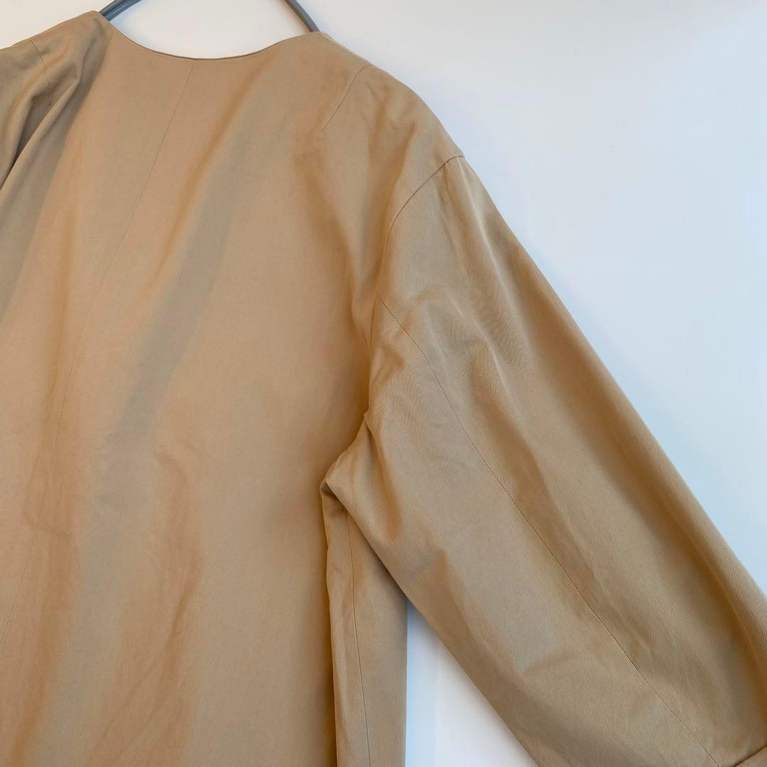 美品✨23区 定価4.2万円　コットン　ノーカラーコート 大きいサイズ44