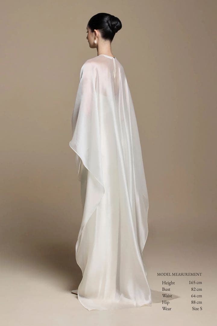 HUONG アイボリーシフォンロングドレス