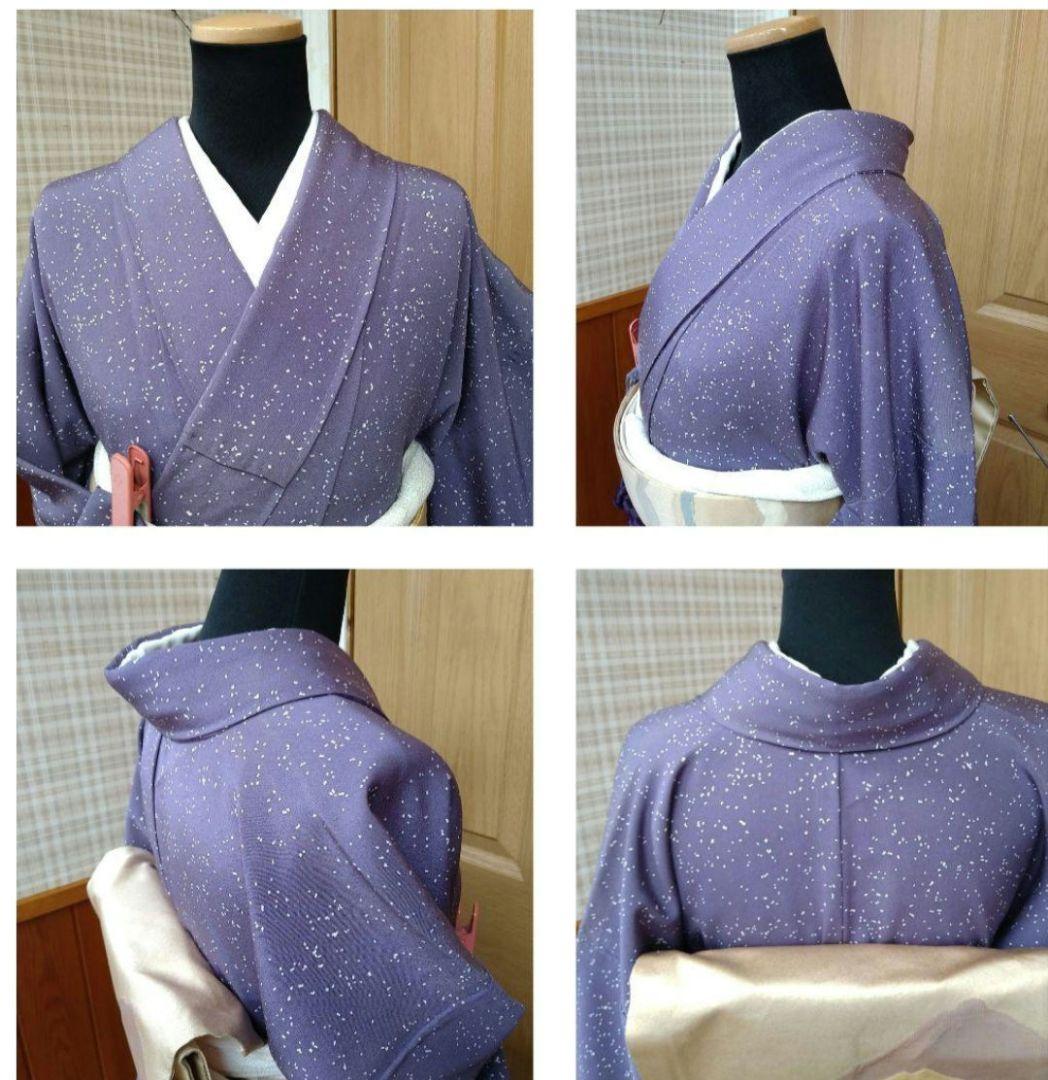 a*.様 正絹　作家物　叩き染訪問着　藤色