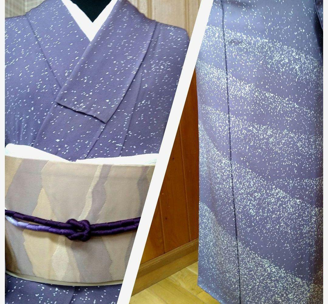 a*.様 正絹　作家物　叩き染訪問着　藤色