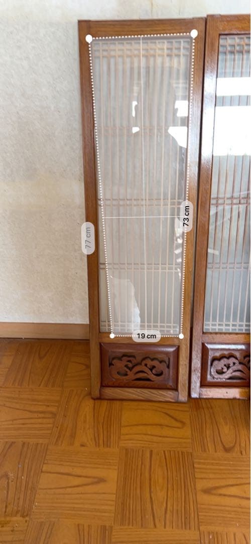 銘木　唐木　書院欄間　5枚セット　ガラス付き