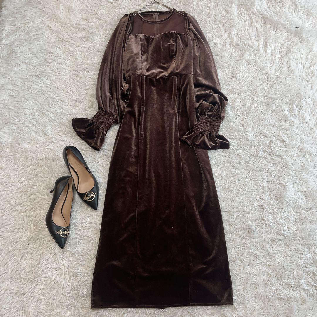 美品 PourVous ボレロセットベロアドレス 結婚式 パーティー お呼ばれ