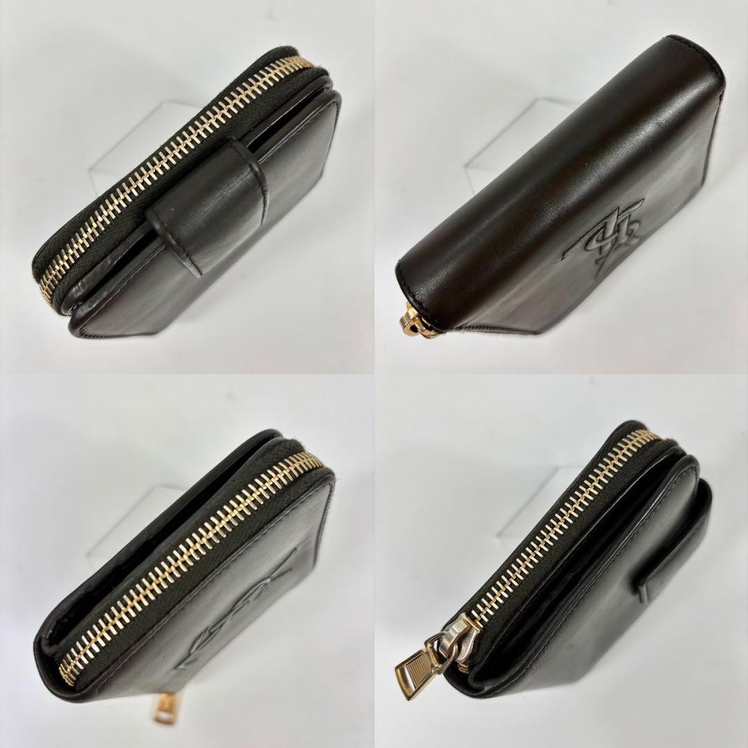 【激レア】イヴサンローラン　YSL　折財布　カサンドラ　エンボス　グリーン