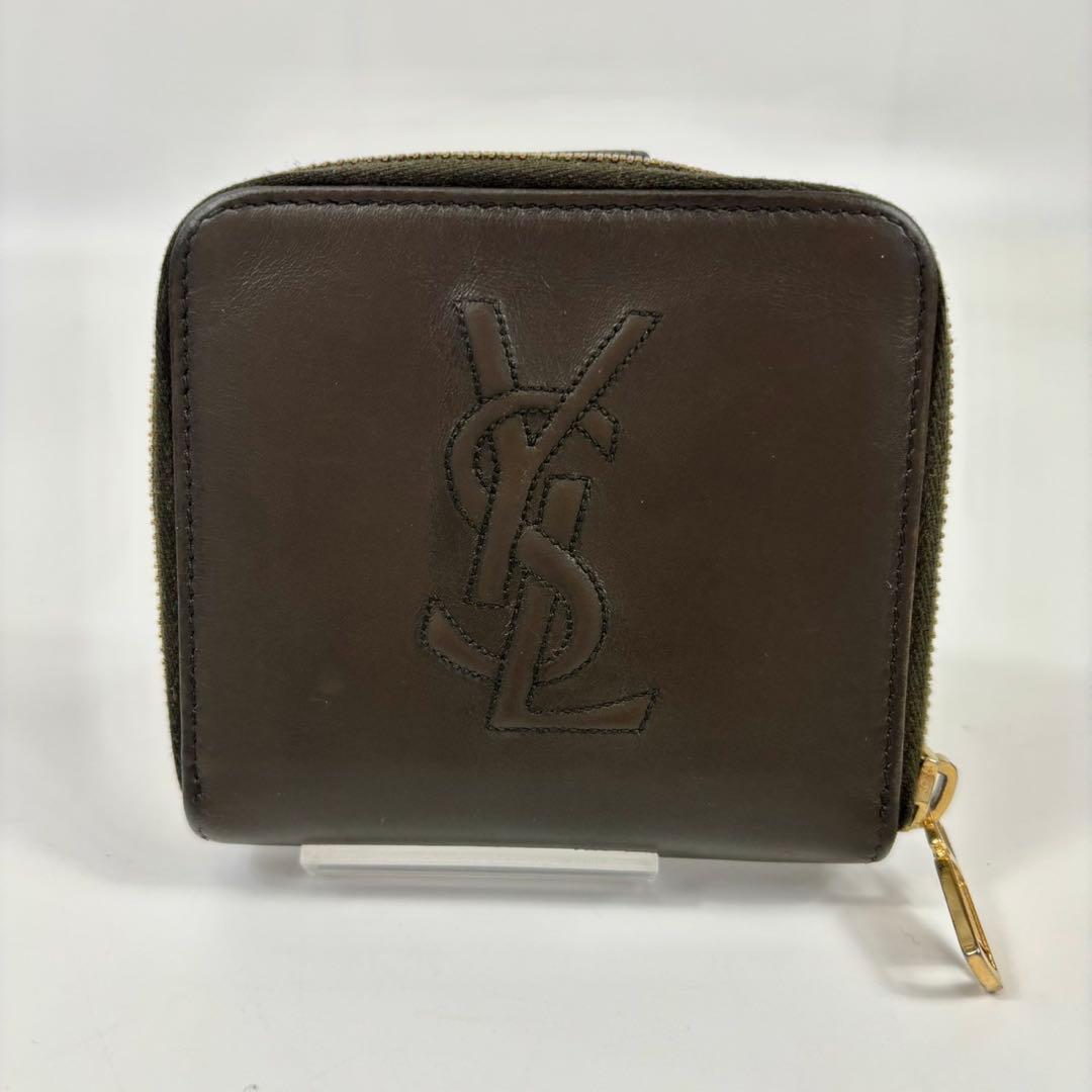 【激レア】イヴサンローラン　YSL　折財布　カサンドラ　エンボス　グリーン
