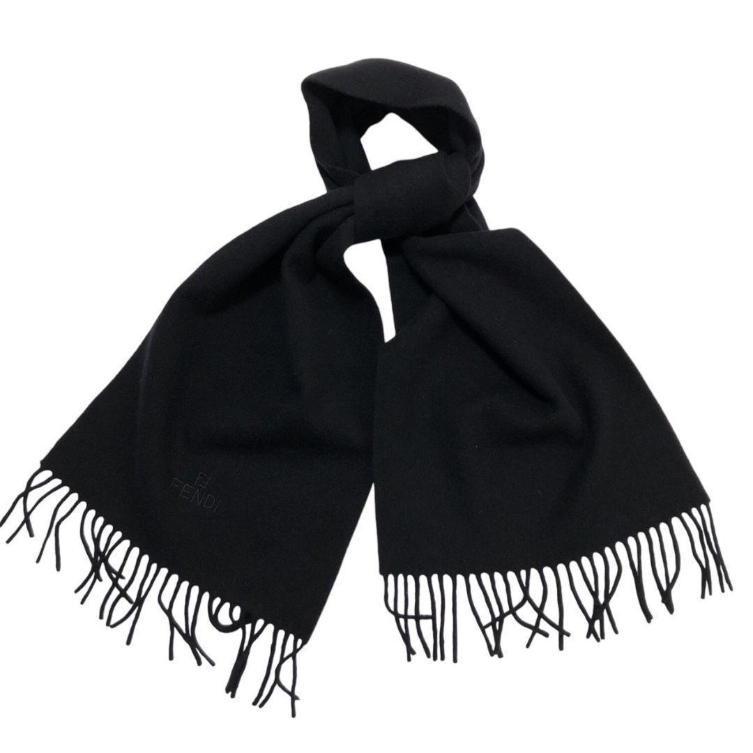 【極美品】FENDI フェンディ マフラー イタリア製 刺繍ロゴ ブラック 黒