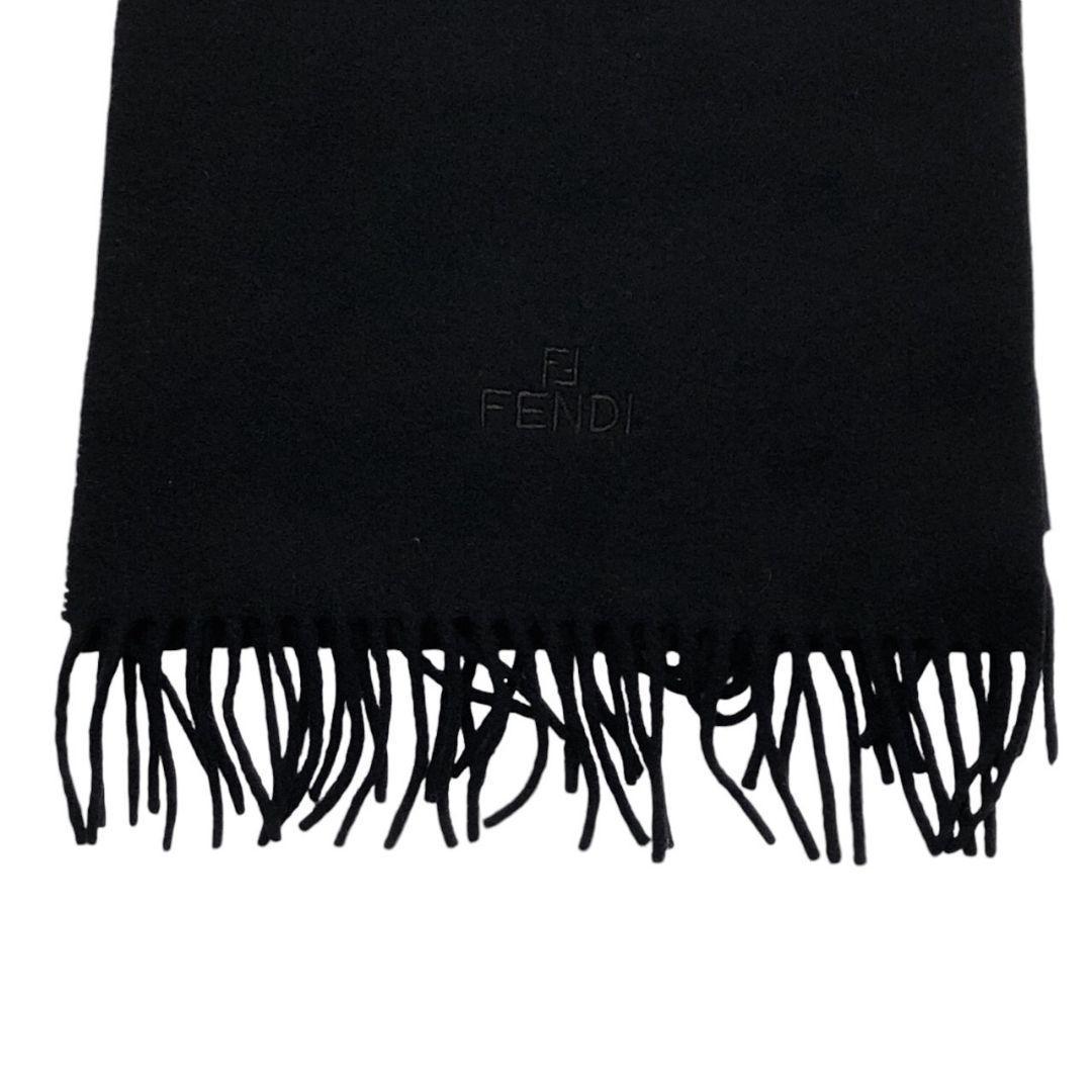 【極美品】FENDI フェンディ マフラー イタリア製 刺繍ロゴ ブラック 黒