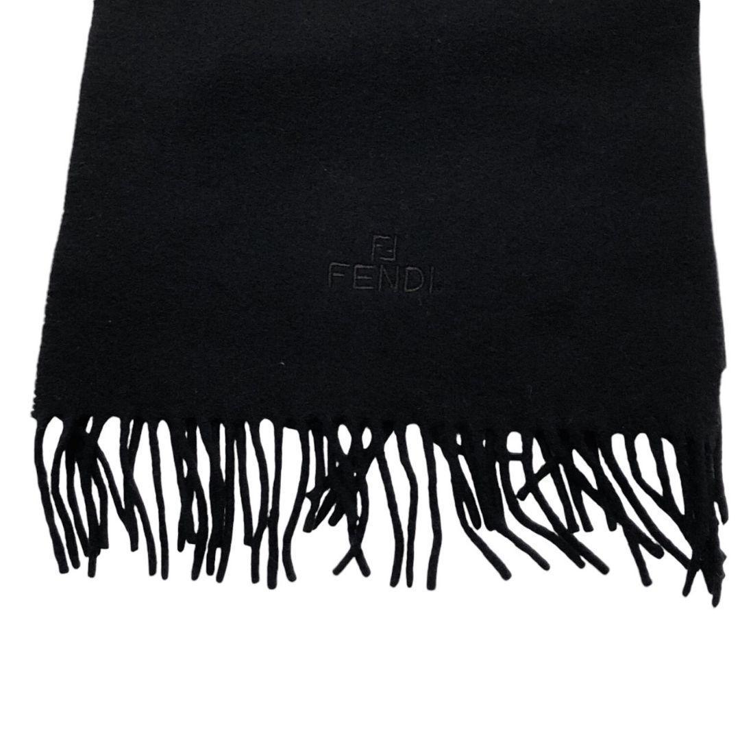【極美品】FENDI フェンディ マフラー イタリア製 刺繍ロゴ ブラック 黒