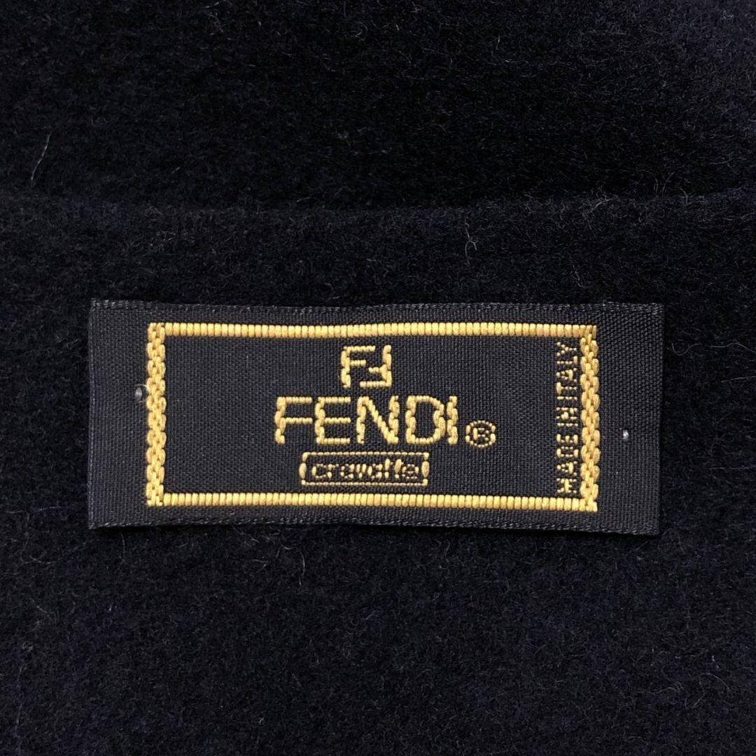 【極美品】FENDI フェンディ マフラー イタリア製 刺繍ロゴ ブラック 黒