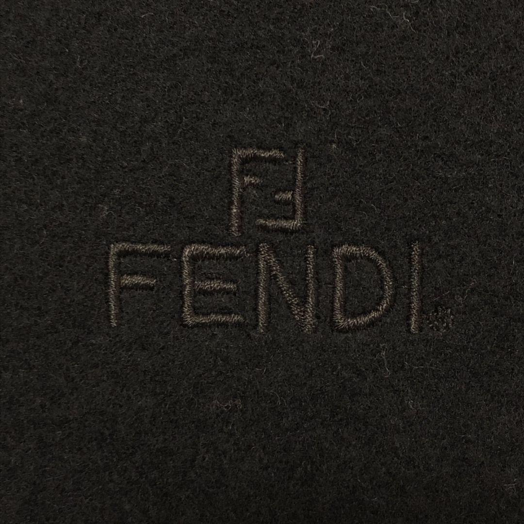 【極美品】FENDI フェンディ マフラー イタリア製 刺繍ロゴ ブラック 黒