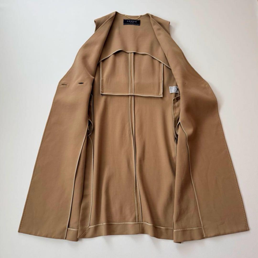 アドーア　ロングジレ　ダブルフェイス　サイドスリット　レイヤード　近年　ベージュ