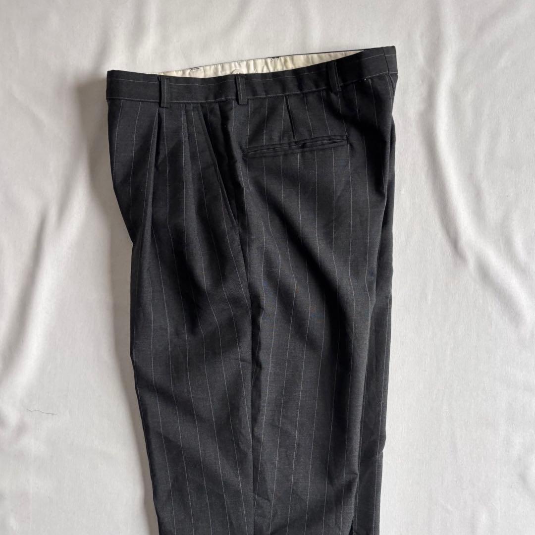 パンツ 90s EURO label 2-tuck stripe wool slacks