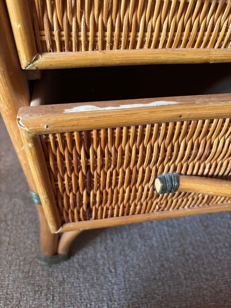 ラタン製 5段チェスト ナチュラル