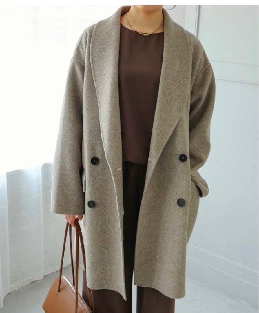 美品✨evernavy エバーネイビー ウール リバー ダブル コート