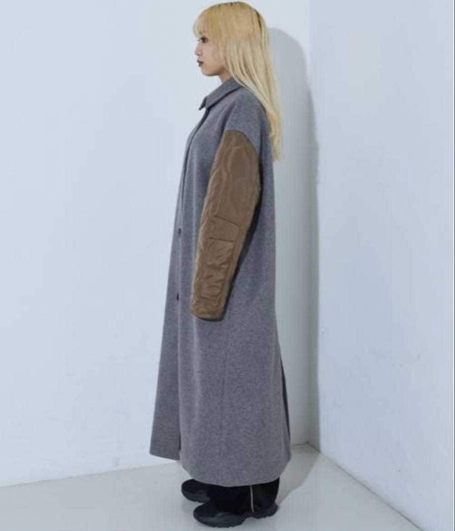 NOMINE◇袖キルティングステンカラーコート◇キャメル