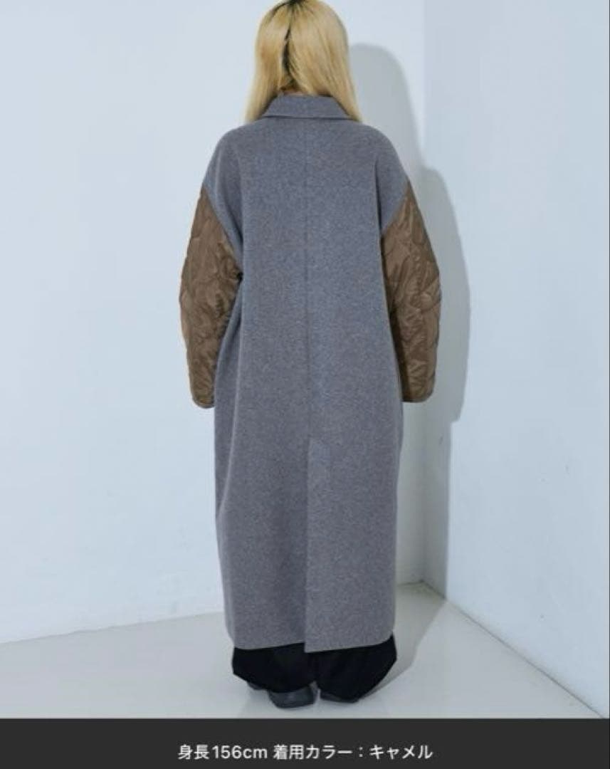 NOMINE◇袖キルティングステンカラーコート◇キャメル