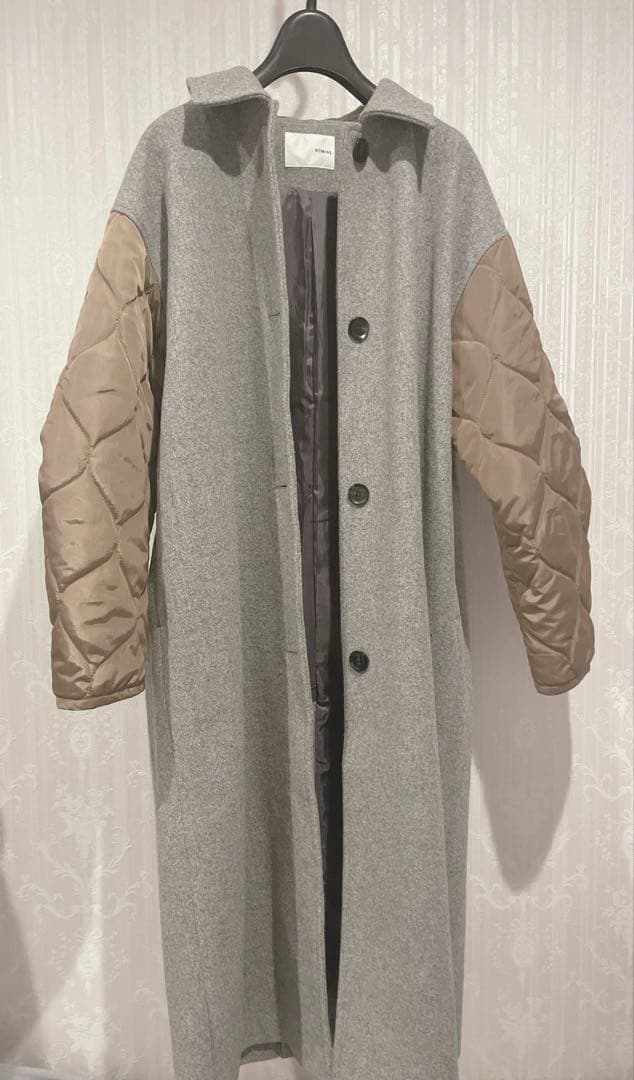 NOMINE◇袖キルティングステンカラーコート◇キャメル