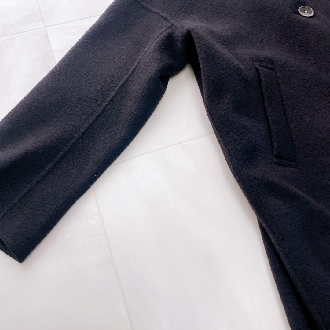 美品✨エンフォルド ウールリバーノーカラーストレートコート ネイビー 36