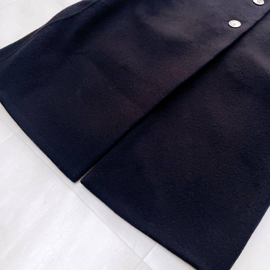 美品✨エンフォルド ウールリバーノーカラーストレートコート ネイビー 36
