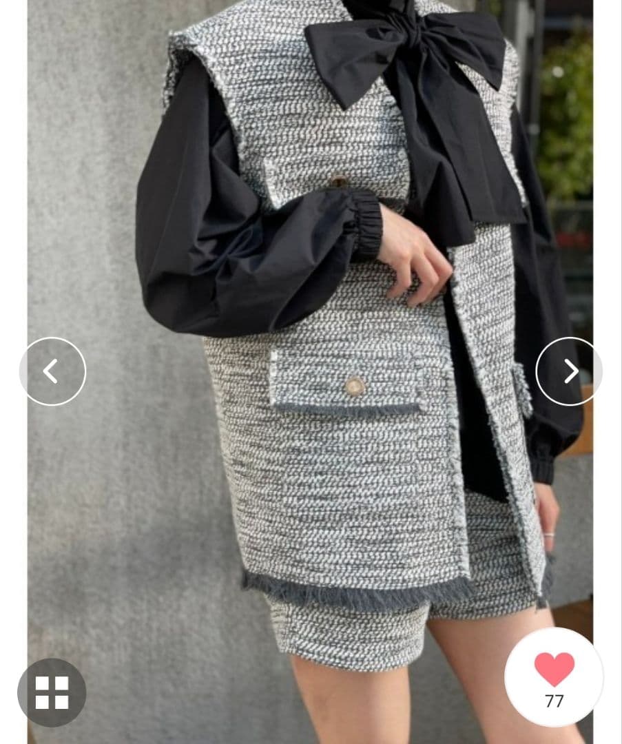 ツイードオーバーサイズフリンジベスト