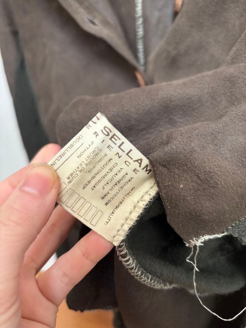 ISAAC SELLAM レザー　カットソー　ニット　ブラウン