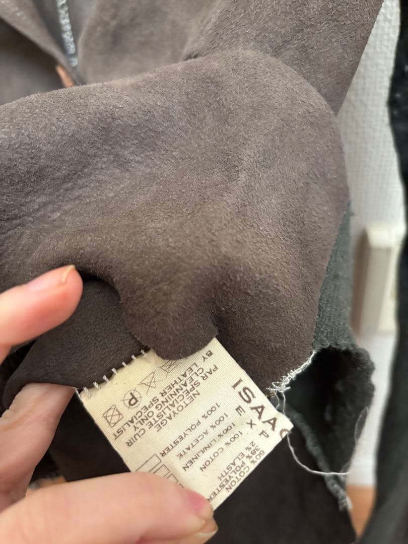 ISAAC SELLAM レザー　カットソー　ニット　ブラウン