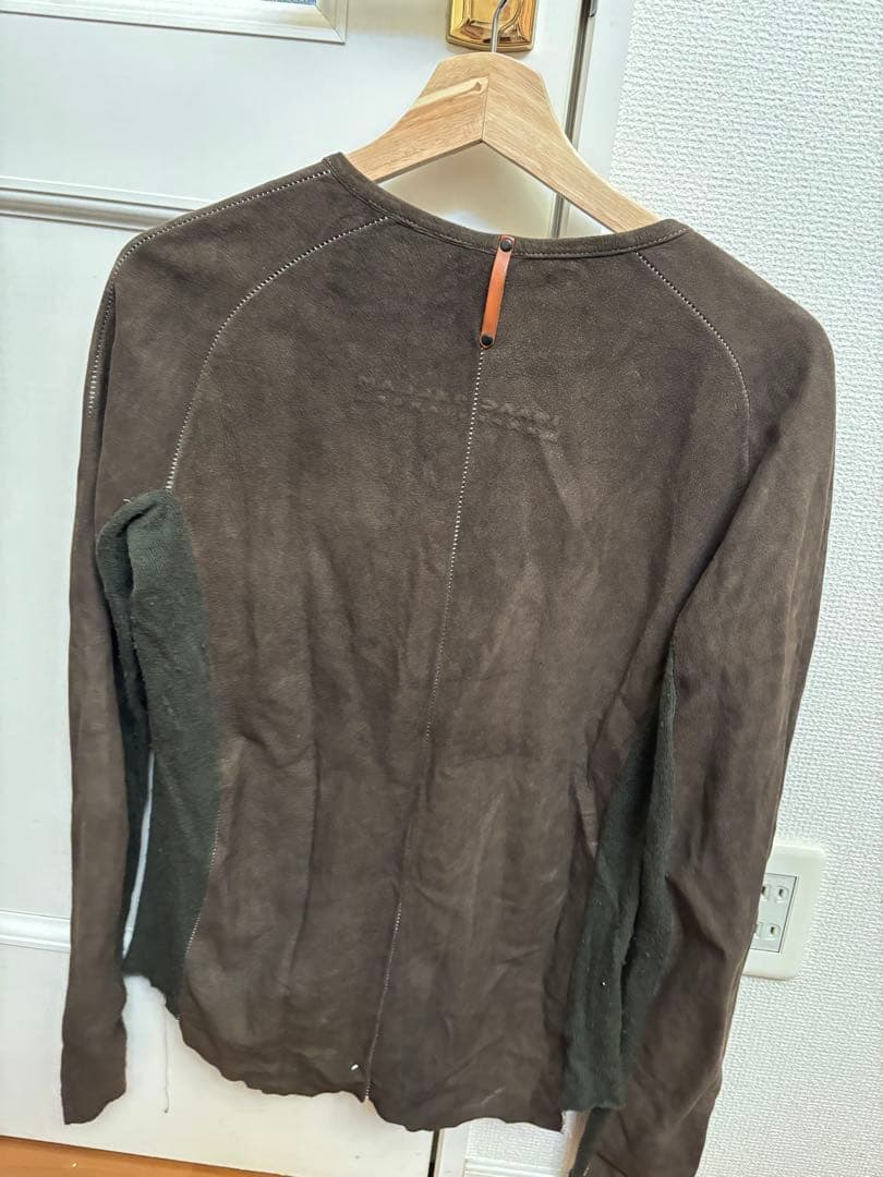 ISAAC SELLAM レザー　カットソー　ニット　ブラウン