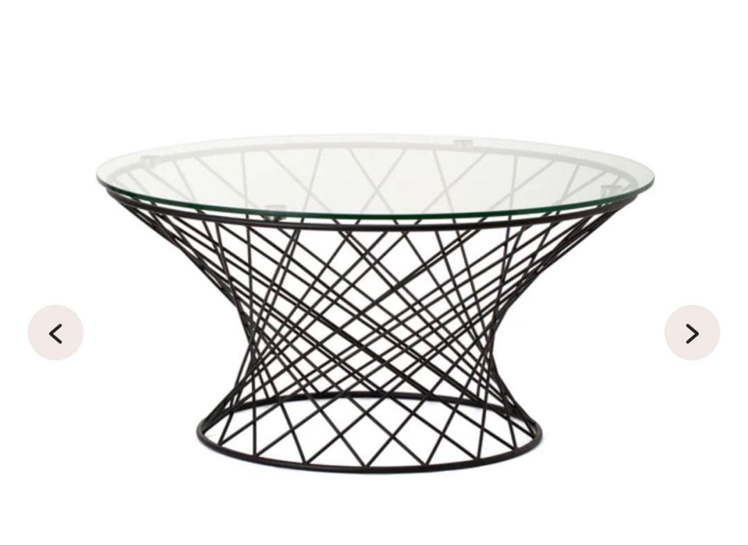 フランフラン　円形ガラス天板ワイヤーテーブル