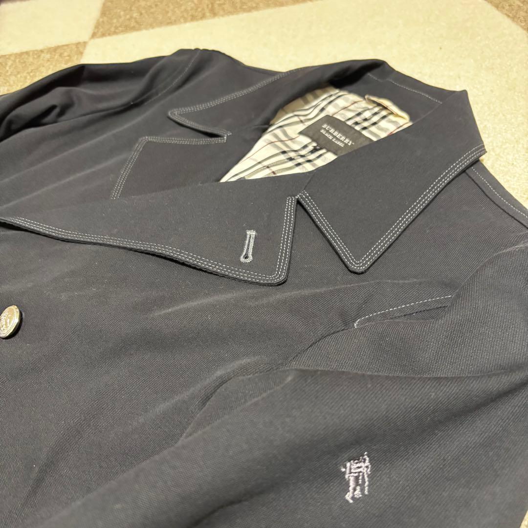 【美品】バーバリーブラックレーベル ノバチェック 銀ボタン ダブル ジャケット