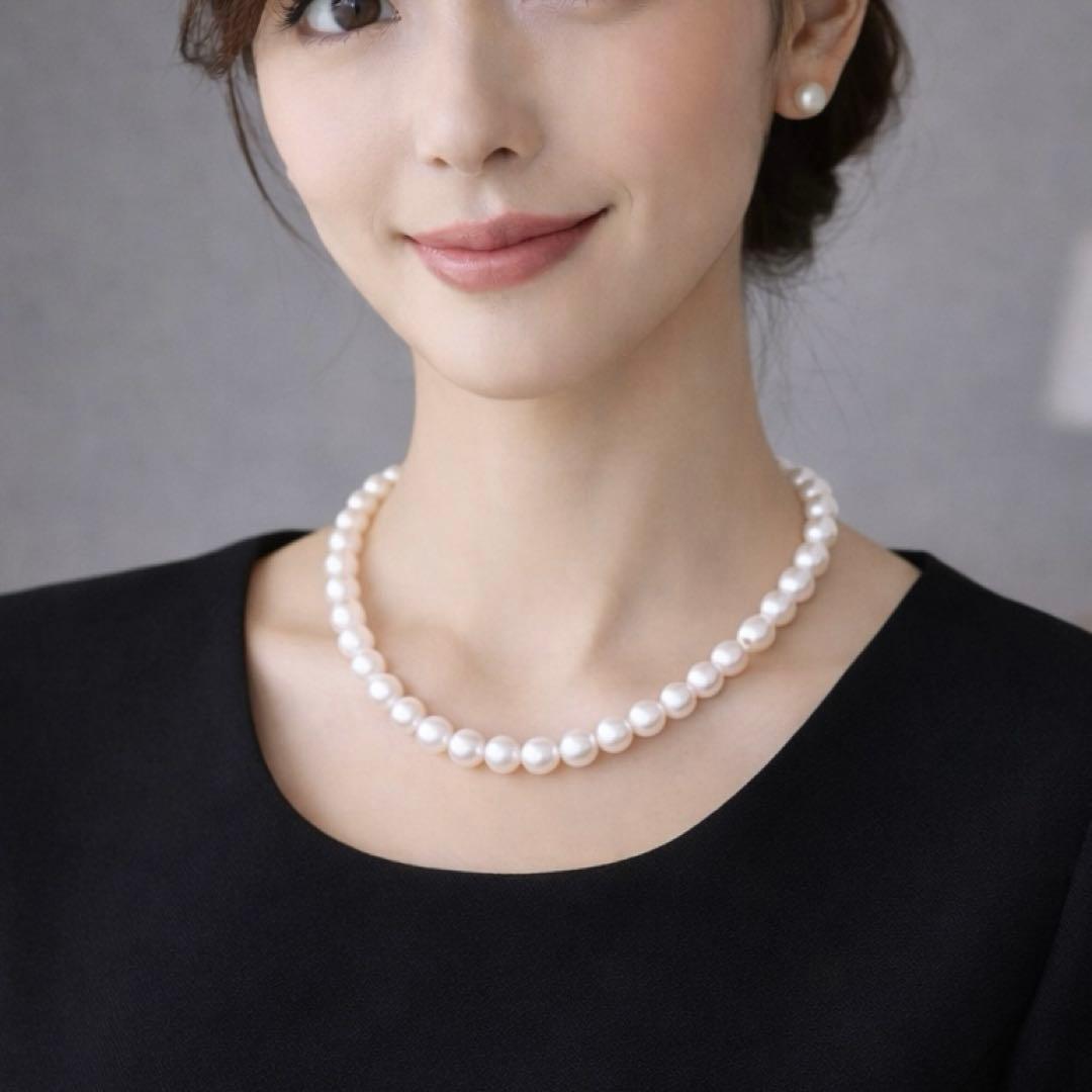 干渉色◎大珠8.5mm✨あこや本真珠パールネックレス 冠婚葬祭/卒業式/入学式