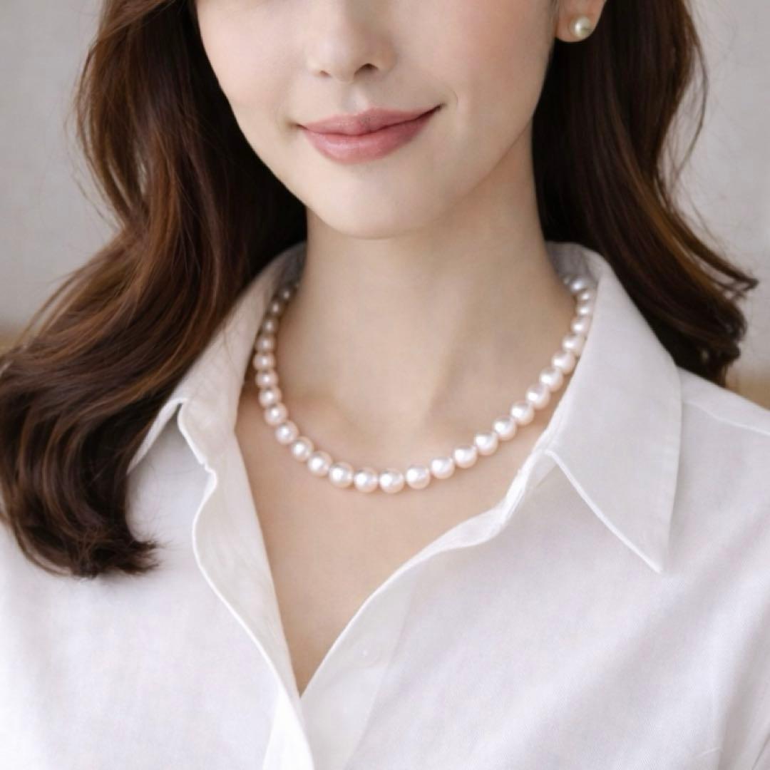 干渉色◎大珠8.5mm✨あこや本真珠パールネックレス 冠婚葬祭/卒業式/入学式
