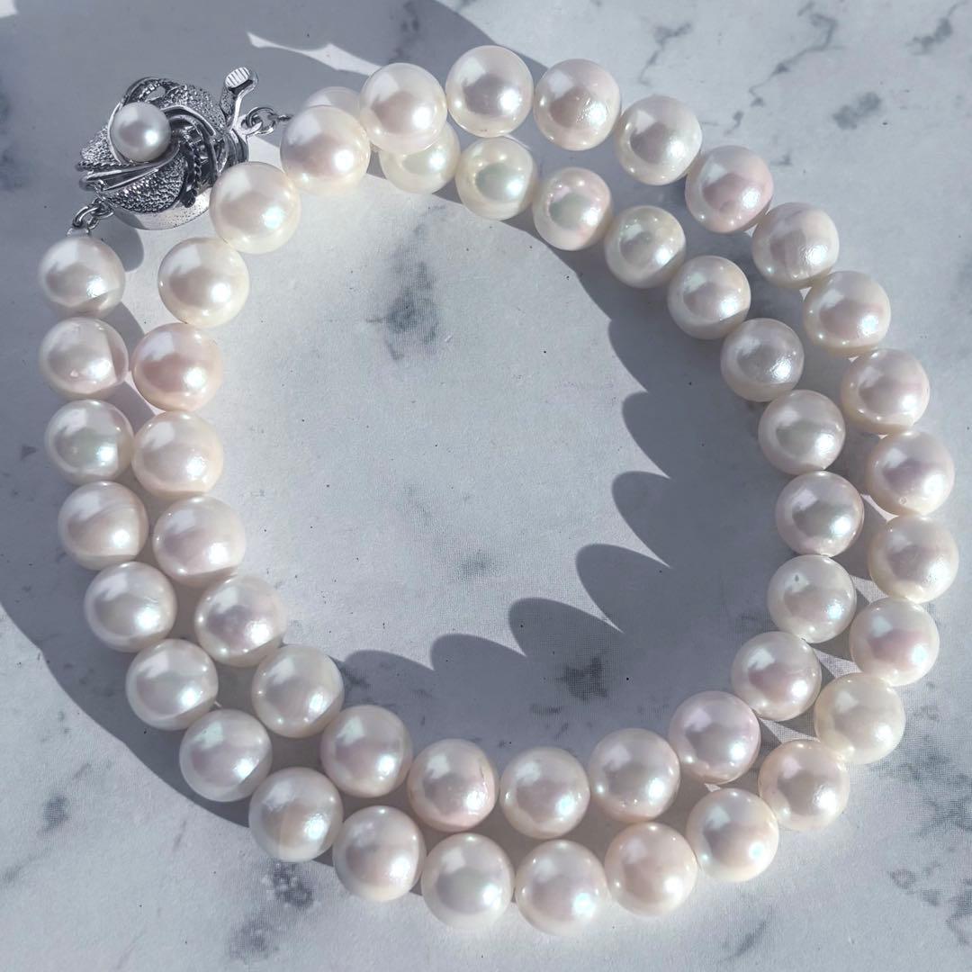 干渉色◎大珠8.5mm✨あこや本真珠パールネックレス 冠婚葬祭/卒業式/入学式