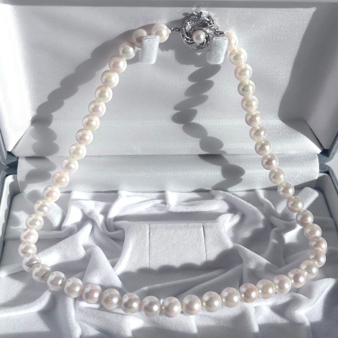 干渉色◎大珠8.5mm✨あこや本真珠パールネックレス 冠婚葬祭/卒業式/入学式